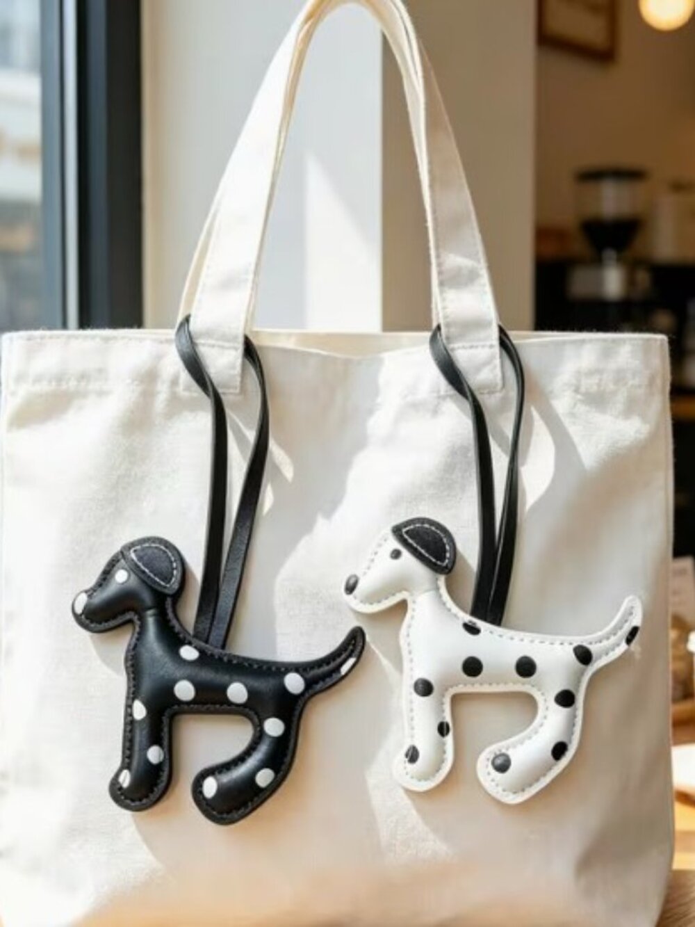 Set of 2 New Faux Leather Dalmatian Dog Bag Charm Accessories